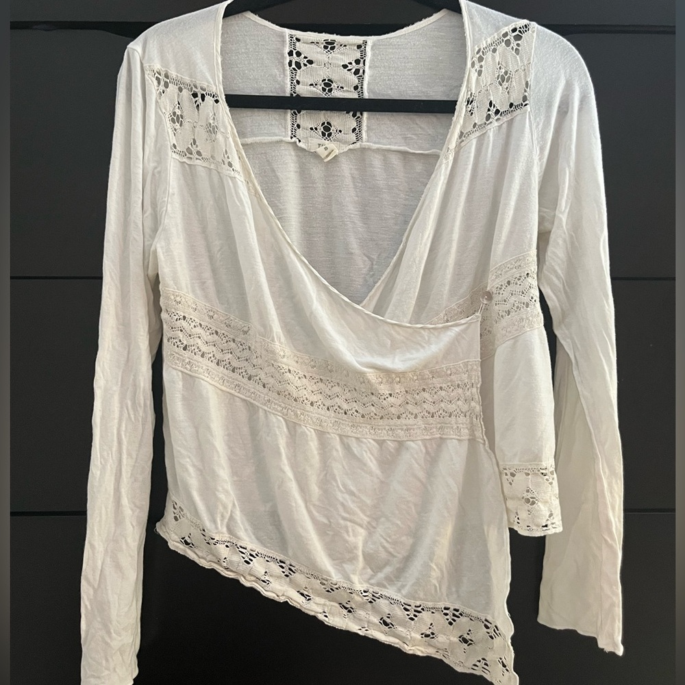 Anthropology white wrap shirt